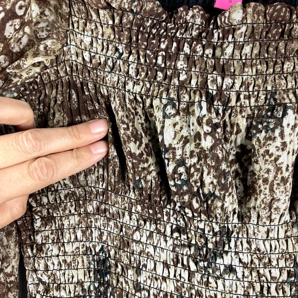 Betsey Johnson Tiered Midi Dress Small Animal Print Ruched Whimsigoth Fairy - Picture 9 of 16